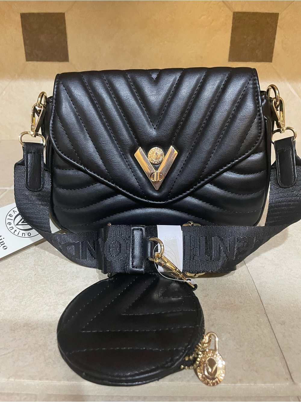 Valentino Orlandi Black Handbag with Coin pouch